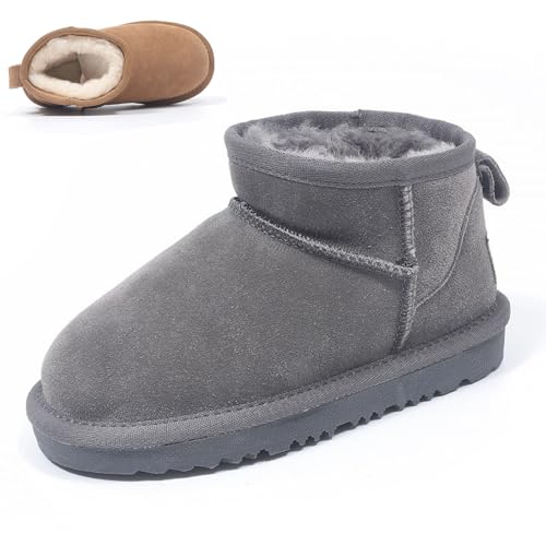 Qosigote Wolkis 2.0 Aurora Hikari - Mini-Stiefel für Frauen Warme Winterstiefel, Classic Suede Snow Boots Winter Boots with Non-Slip Coating for Outdoor Use (Grau,37) von Qosigote