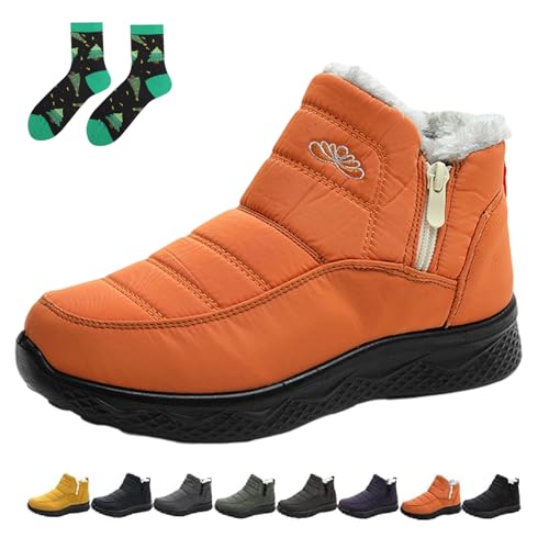 Qosigote Women’S Insulated Snow Boots, Fur Lined Winter Boots For Women Waterproof, Non-Slip, Comfortable Warm Winter Shoes (orange,44) von Qosigote