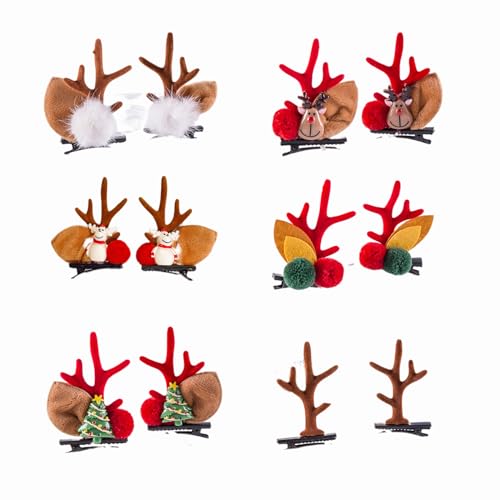 Christmas New Antler Plush Hairpins Christmas Reindeer Antlers Hair Clips Christmas Hair Accessories Cute Reindeer Antlers Hair Clips Hairpins with Deer Horn Ears Christmas Hairpin (A) von Qosneoun