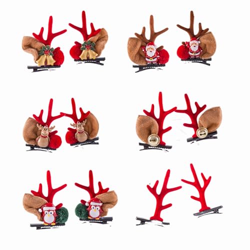 Christmas New Antler Plush Hairpins Christmas Reindeer Antlers Hair Clips Christmas Hair Accessories Cute Reindeer Antlers Hair Clips Hairpins with Deer Horn Ears Christmas Hairpin (B) von Qosneoun