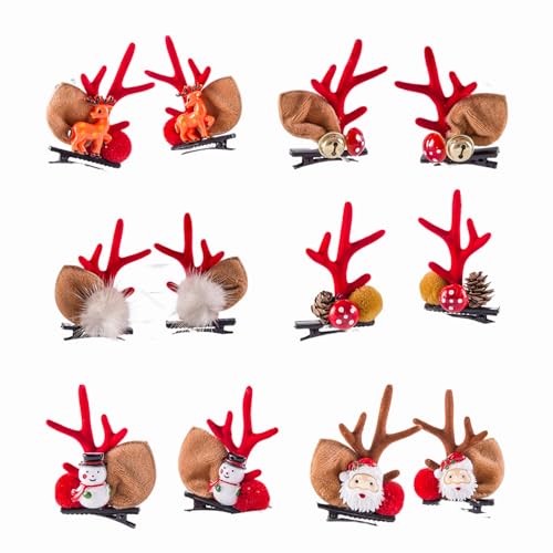 Christmas New Antler Plush Hairpins Christmas Reindeer Antlers Hair Clips Christmas Hair Accessories Cute Reindeer Antlers Hair Clips Hairpins with Deer Horn Ears Christmas Hairpin (C) von Qosneoun