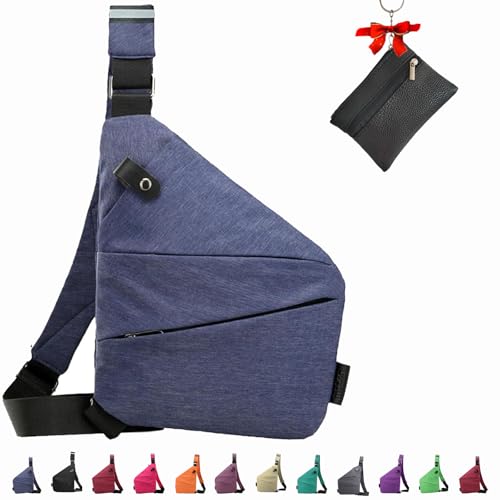 Anti Diebstahl Tasche, Tasche Diebstahlsicher, Diebstahlsichere Reisetasche, Diebstahlsichere Tasche, Anti Diebstahl Umhängetasche (Blau, linke Schulter) von Qosneoun