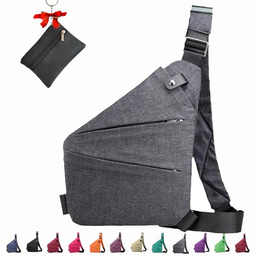 Anti Diebstahl Tasche, Tasche Diebstahlsicher, Diebstahlsichere Reisetasche, Diebstahlsichere Tasche, Anti Diebstahl Umhängetasche (Grau, Rechte Schulter) von Qosneoun