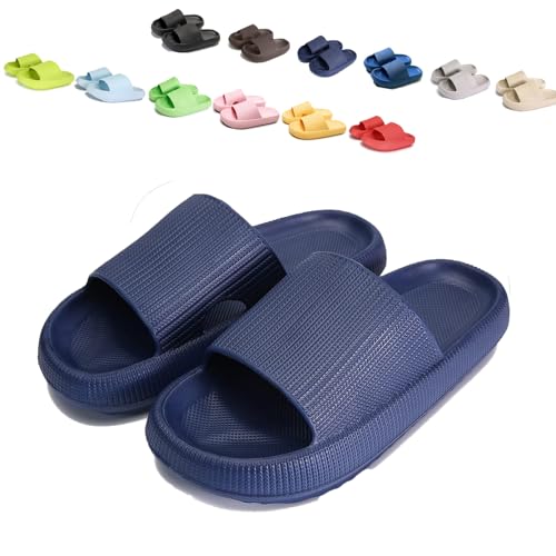 Qosneoun Pummy Original Damen Cozy Slides, Original Damen, Cozy Slides Original, Non Slip Super Comfy Cushion Slide (Blau, Erwachsene, Damen, 36, Numerisch (von/bis), EU Schuhgrößensystem, 37, M) von Qosneoun