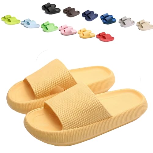 Qosneoun Pummy Original Damen Cozy Slides, Original Damen, Cozy Slides Original, Non Slip Super Comfy Cushion Slide (Gelb, Erwachsene, Damen, 38, Numerisch (von/bis), EU Schuhgrößensystem, 39, M) von Qosneoun