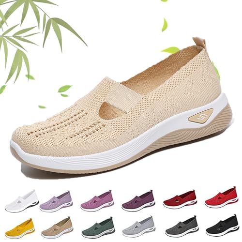 Qosneoun Annelie - Der Sommerschuh Damen, Orthopädische Lauflernschuhe für Damen Leichtigkeit Bequem Und rutschfeste (Beige, Erwachsene, Damen, 37, Numerisch, EU Schuhgrößensystem, Breit) von Qosneoun
