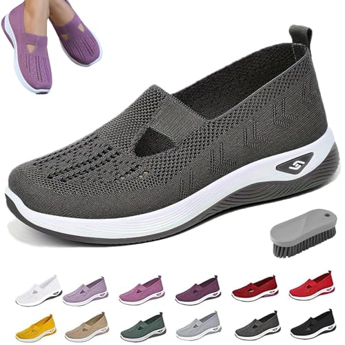 Qosneoun Annelie - Der Sommerschuh Damen, Orthopädische Lauflernschuhe für Damen Leichtigkeit Bequem Und rutschfeste (Dunkelgrau, Erwachsene, Damen, 41, Numerisch, EU Schuhgrößensystem, Breit) von Qosneoun