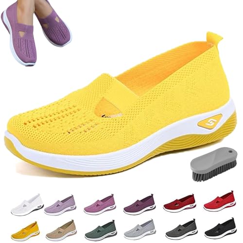 Qosneoun Annelie - Der Sommerschuh Damen, Orthopädische Lauflernschuhe für Damen Leichtigkeit Bequem Und rutschfeste (Gelb, Erwachsene, Damen, 43, Numerisch, EU Schuhgrößensystem, Breit) von Qosneoun
