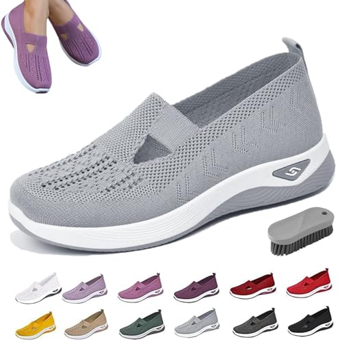 Qosneoun Annelie - Der Sommerschuh Damen, Orthopädische Lauflernschuhe für Damen Leichtigkeit Bequem Und rutschfeste (Grau, Erwachsene, Damen, 37, Numerisch, EU Schuhgrößensystem, Breit) von Qosneoun