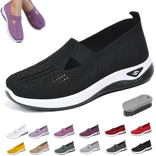 Qosneoun Annelie - Der Sommerschuh Damen, Orthopädische Lauflernschuhe für Damen Leichtigkeit Bequem Und rutschfeste (Schwarz, Erwachsene, Damen, 37, Numerisch, EU Schuhgrößensystem, Breit) von Qosneoun
