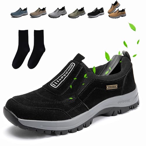 Qosneoun Podowalk Wander Und Komfortschuh,Schuhe Orthopädische Herren Wanderschuhe Atmungsaktive rutschfeste Leichte Schuhe (Schwarz, Erwachsene, 44, Numerisch, EU Schuhgrößensystem, Breit) von Qosneoun