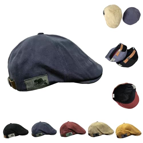 Qosneoun Retro Vintage Street Beret Cap,Peaky Blinders Cap,Men's Flat Adjustable Beret Hats,Paperboy Cap (Gray) von Qosneoun