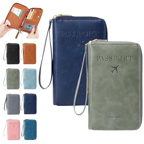 Similarbe Multifunktionale RFID-Reisepasshülle, Reisedokumentenmappe, Reisedokumentenhülle für Männer und Frauen (2 PCS-I) von Qosneoun