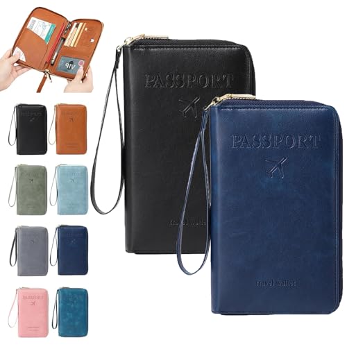 Similarbe Multifunktionale RFID-Reisepasshülle, Reisedokumentenmappe, Reisedokumentenhülle für Männer und Frauen (2 PCS-N) von Qosneoun