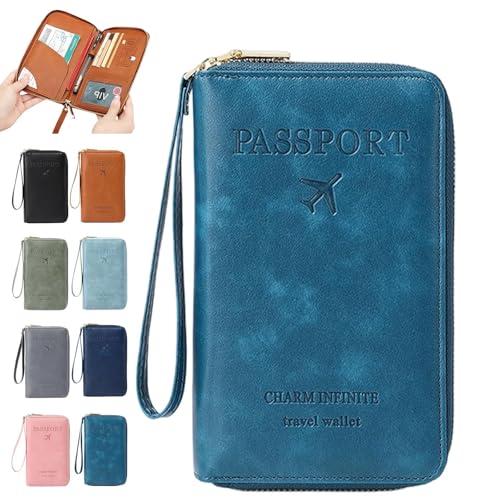 Similarbe Multifunktionale RFID-Reisepasshülle, Reisedokumentenmappe, Reisedokumentenhülle für Männer und Frauen (B) von Qosneoun