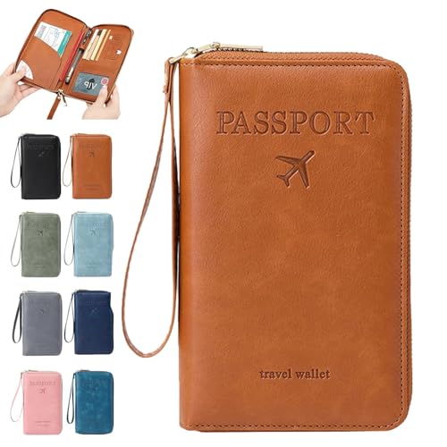 Similarbe Multifunktionale RFID-Reisepasshülle, Reisedokumentenmappe, Reisedokumentenhülle für Männer und Frauen (D) von Qosneoun