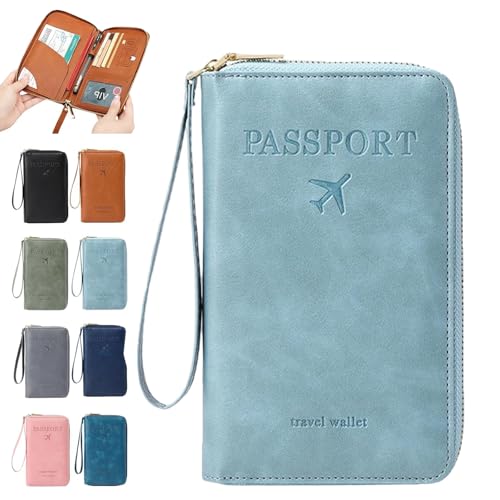 Similarbe Multifunktionale RFID-Reisepasshülle, Reisedokumentenmappe, Reisedokumentenhülle für Männer und Frauen (E) von Qosneoun