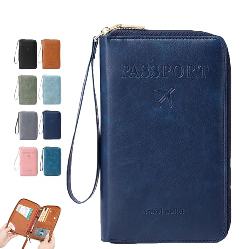 Similarbe Multifunktionale RFID-Reisepasshülle, Reisedokumentenmappe, Reisedokumentenhülle für Männer und Frauen (H) von Qosneoun