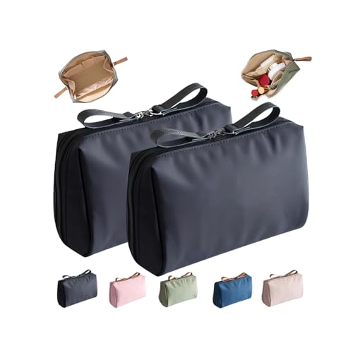 Tidynook Make-up-Tasche klein, Tidynook Kosmetiktasche für Geldbörse, Tidynook Lippenstift Make-up-Tasche Mini, Tidynook Kleine Make-up-Tasche mit Fächern, 2 Stück Schwarz, Tidynook Make-up-Tasche, von Qosneoun