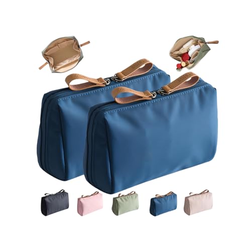 Tidynook Make-up-Tasche klein, Tidynook Kosmetiktasche für Geldbörse, Tidynook Lippenstift Make-up-Tasche Mini, Tidynook Kleine Make-up-Tasche mit Fächern, 2 x Blau, Tidynook Make-up-Tasche, klein von Qosneoun