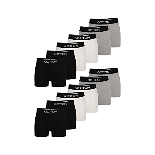 Qotton Boxershorts Herren 12er,6er oder 3er Pack S-XXL Männer Unterhosen aus Baumwolle Boxershort Unterwäsche verlängertes Hosenbein nachhaltig ohne kratzenden Zettel (12x Mix, XL) von Qotton