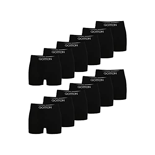 Qotton Boxershorts Herren 12er,6er oder 3er Pack S-XXL Männer Unterhosen aus Baumwolle Boxershort Unterwäsche verlängertes Hosenbein nachhaltig ohne kratzenden Zettel (12x Schwarz, L) von Qotton