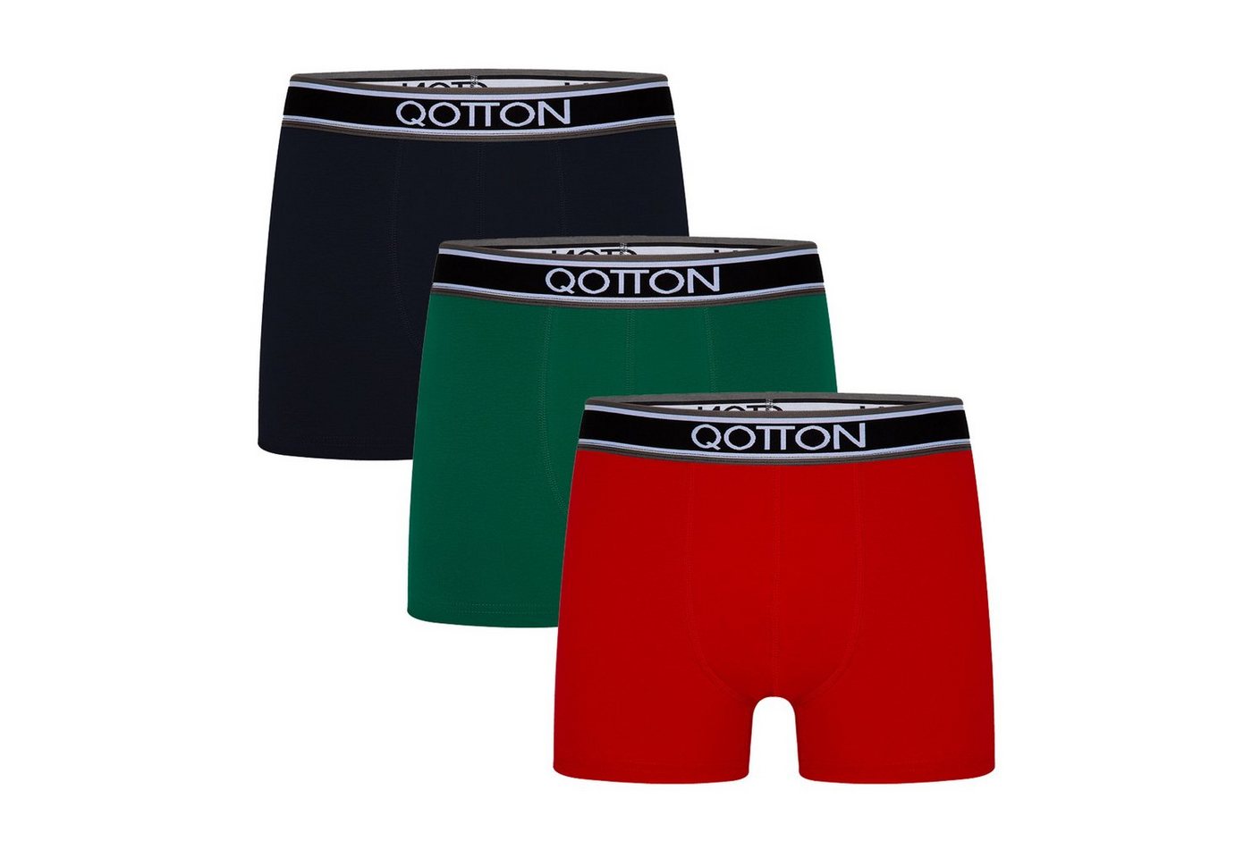 Qotton Boxershorts Qotton Boxershorts Herren Bunt Grün,Rot,Blau Männer Unterhosen aus Baumwolle Unterwäsche verlängertes Hosenbein Nachhaltig ohne kratzenden Zettel von Qotton