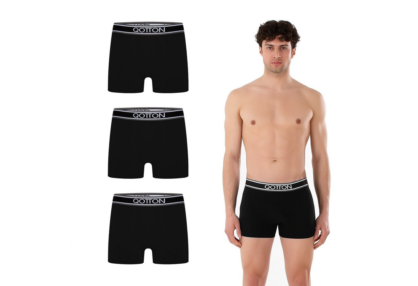 Qotton Boxershorts Qotton Boxershorts Herren Männer Unterhosen aus Baumwolle Unterwäsche verlängertes Hosenbein Nachhaltig ohne kratzenden Zettel von Qotton