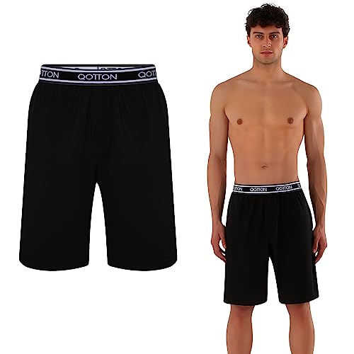 Qotton Kurze Herren Jogger Schlafanzughose (Schwarz, XL) von Qotton