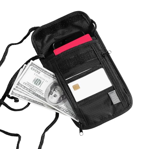 Qoukonao Reise Neck Wallet - Reisepasshalter Für Unterwegs | Handytasche Für Mobiltelefon, Diebstahlschutz Dokumenten Bankkarten Tasche Für Einkaufen Und Festivals von Qoukonao