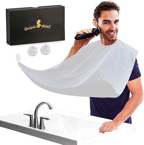 QpenguinBabies Bart Rasierschürze mit Saugnäpfen, Geburtstag Valentinstag Geschenke für Männer Ihn Ehemann Papa Pflege Trimmen von QpenguinBabies