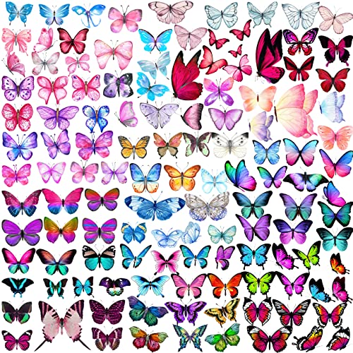 Qpout 20 Blatt Schmetterling Tattoos für Kinder Mädchen, Schmetterlinge Temporäre Tattoo Aufkleber Bunte Gesicht Arm Hand Tattoos für Mädchen Jungen Geburtstag Dekoration Geschenke Mitgebsel von Qpout