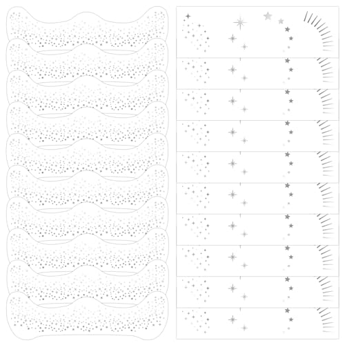 Qpout 50 Stück Glitzer Sommersprossen Temporäre Tattoos Wasserdicht Funkelnde Gesichts-Make-up-Patches für Frauen Mädchen Geeignet für Maskenpartys Verschiedene Feiertagskostüme(Silber) von Qpout