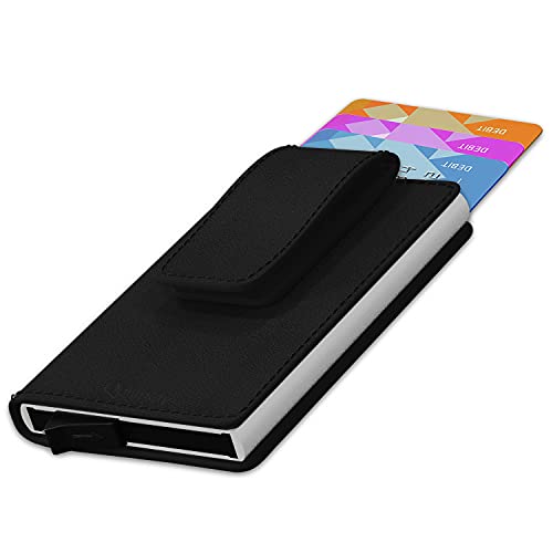 Kartenetui Herren Damen legitimes Naturleder RFID Große Kapazität kreditkartenetui Herren Damen Wallet RFID Geldbeutel Herren Damen Wallets for Men Women schwarz von Qprimery