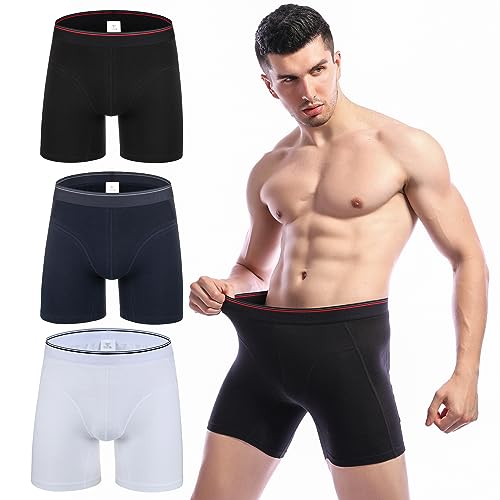 Qrity 3 Stück Herren Boxershorts, Unterwäsche Unterhosen, Baumwolle|Sportlich|Flexibilität, Atmungsaktive Unterhosen Boxer, Herren Hipster-M von Qrity