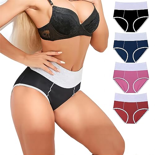 Qrity 4er Pack Unterhosen Damen Baumwolle Slips, Hoher Taillenslip, Sport Panties, Bequeme Unterwäsche Mehrpack-S-L Qrity 4er Pack Unterhosen Damen Baumwolle Slips, Hoher Taillenslip, Sport Panties, Bequeme Unterwäsche Mehrpack-S-L von Qrity