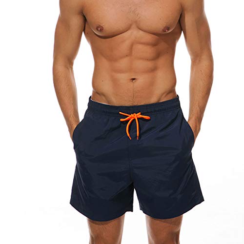 Qrity Herren Badeshorts, Badehose Herren Jungen Badeshorts Männer, Strandhose mit Taschen, Schwimmen Schnelltrocknen, Strandshorts, Verstellbarer Kordelzug -L von Qrity