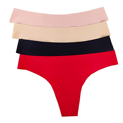 Qrity String Tangas Frauen, Nahtlose Unsichtbare Frauen Unterwäsche, Hipster Bikini, Bequem Unterwäsche Damen Tanga, 4er-Pack, XL von Qrity