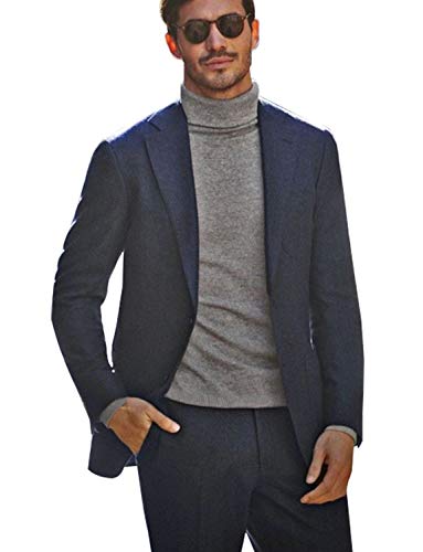 Qrkoda Herren Jacke Anzug-Blazer schmale Passform fallendes Revers Zwei Knöpfe formelle Jacke für Business Büro Freizeit von Qrkoda