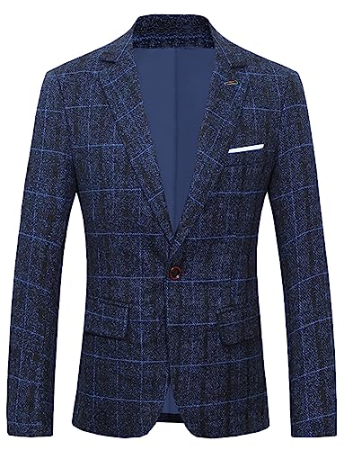 Qrkoda Herren Tweed Karierter Blazer EIN Knopf Anzug Jacke Formale Reise Outfits Sport Mantel von Qrkoda