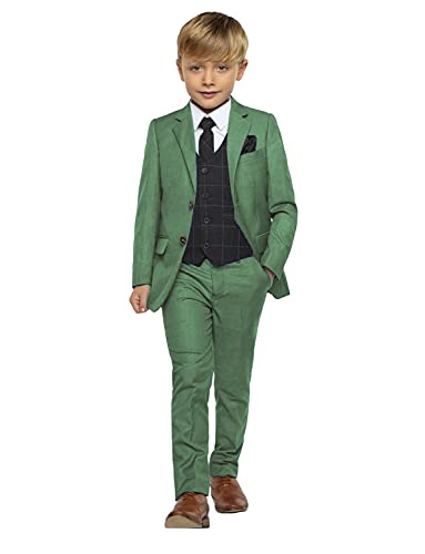 Qrkoda Jungen Anzug mit gekerbtem Revers Zwei Knöpfe Dreiteiler für Party Dinner Smoking for von Qrkoda