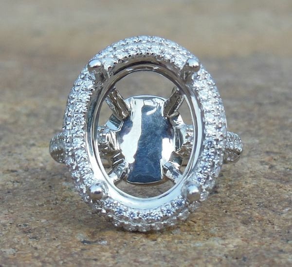 14K Weißgold Diamant Aufhänger Ring Oval 12 X 16 Mm von Qrystaljewelry