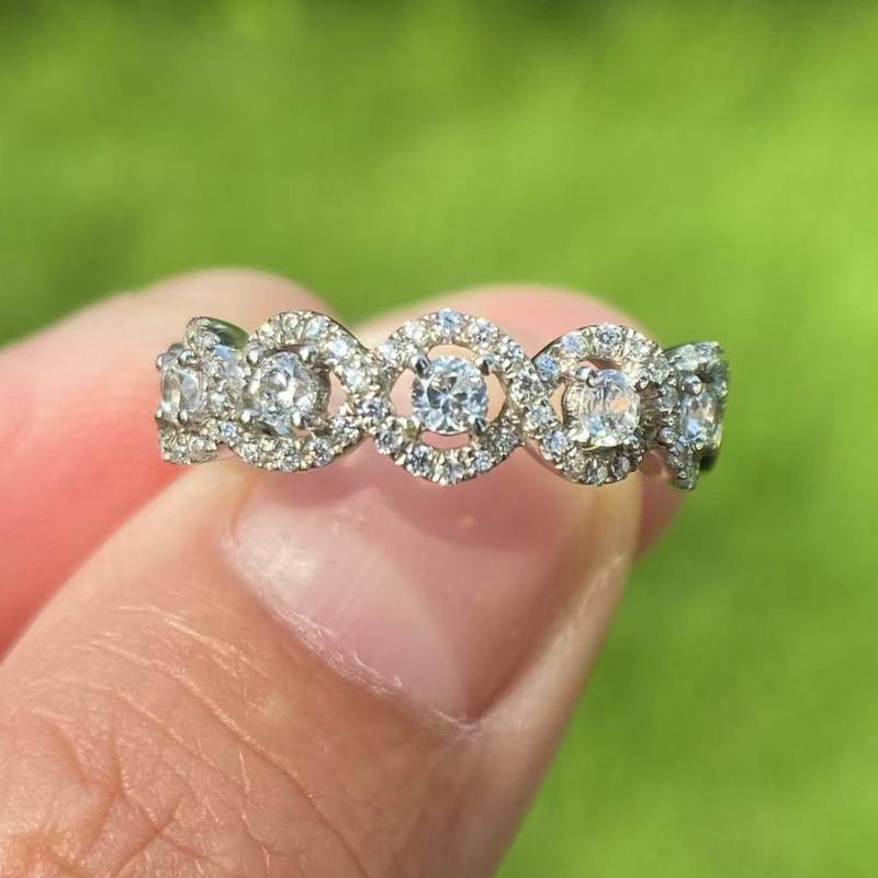 14K Weißgold Diamant Ehering 0.60Ct Si1 Klarheit von Qrystaljewelry