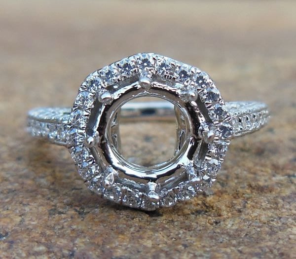 14K Weißgold Diamant Halo Ring-Fassung - 6 Mm Rundschliff von Qrystaljewelry