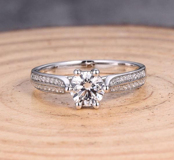 14K Weißgold Diamant Ring Semi Mount 6 Krappenfassung von Qrystaljewelry