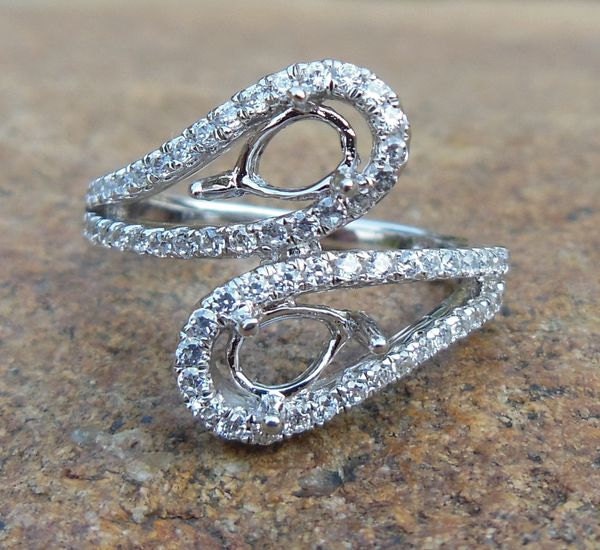 14K Weißgold Diamant Ring Verlobungsring Im Tropfenschliff | Semi Mount von Qrystaljewelry