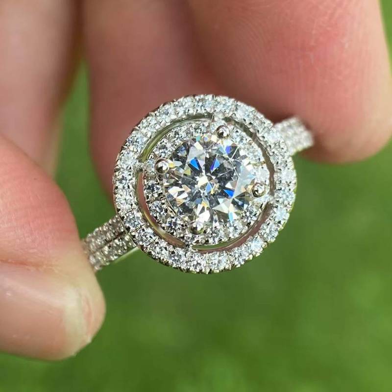 14K Weißgold Diamant Semi Mount Ring 0.60 Karat Seitensteine von Qrystaljewelry