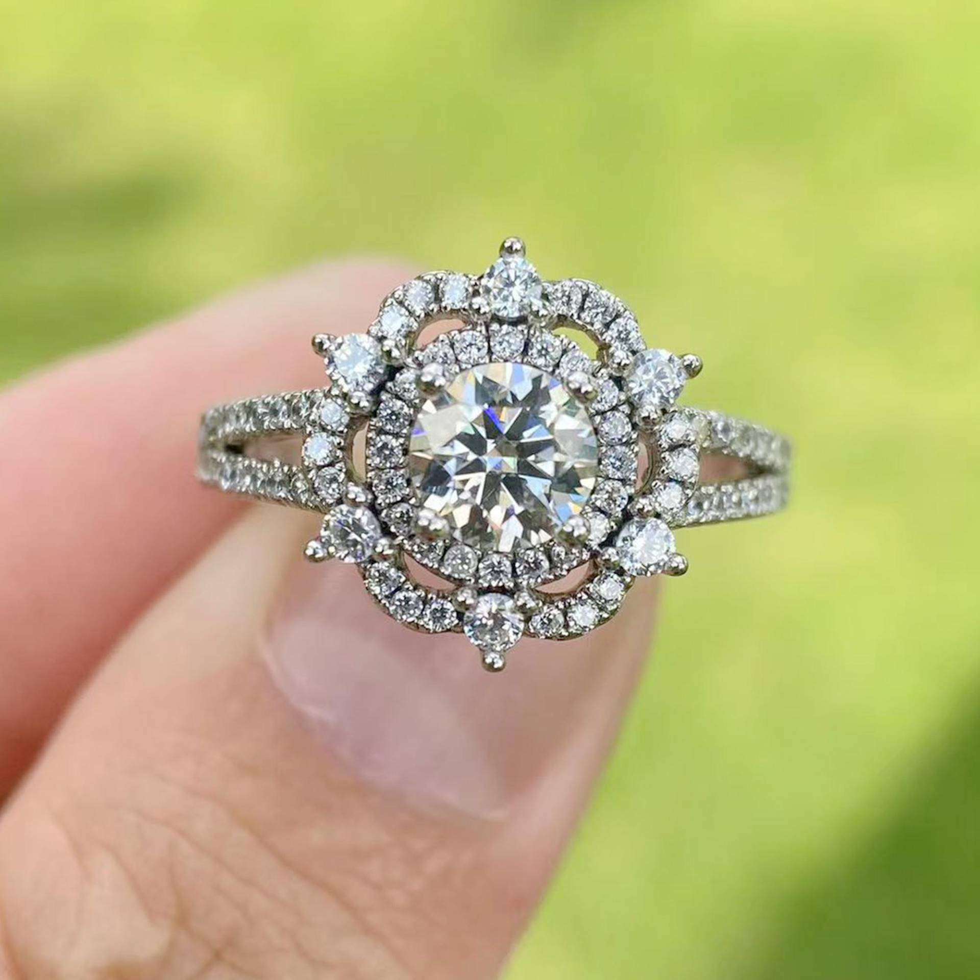 14K Weißgold Diamant Semi Mount Ring - 5, 5 Mm Rund von Qrystaljewelry