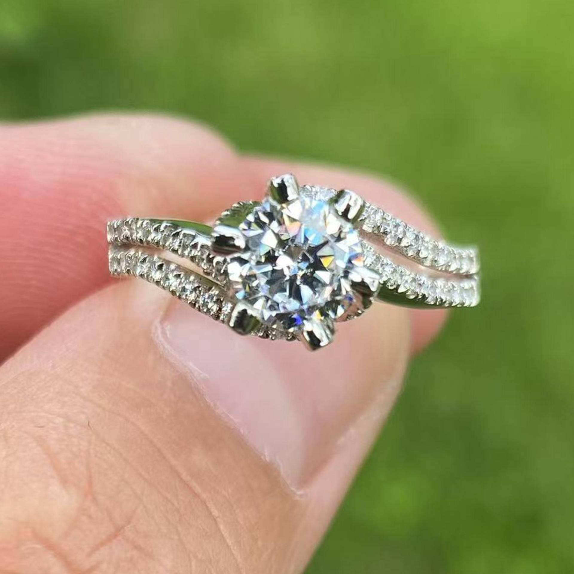 14K Weißgold Diamant Semi Mount Ring - 6 Mm Runde Verlobungsring von Qrystaljewelry