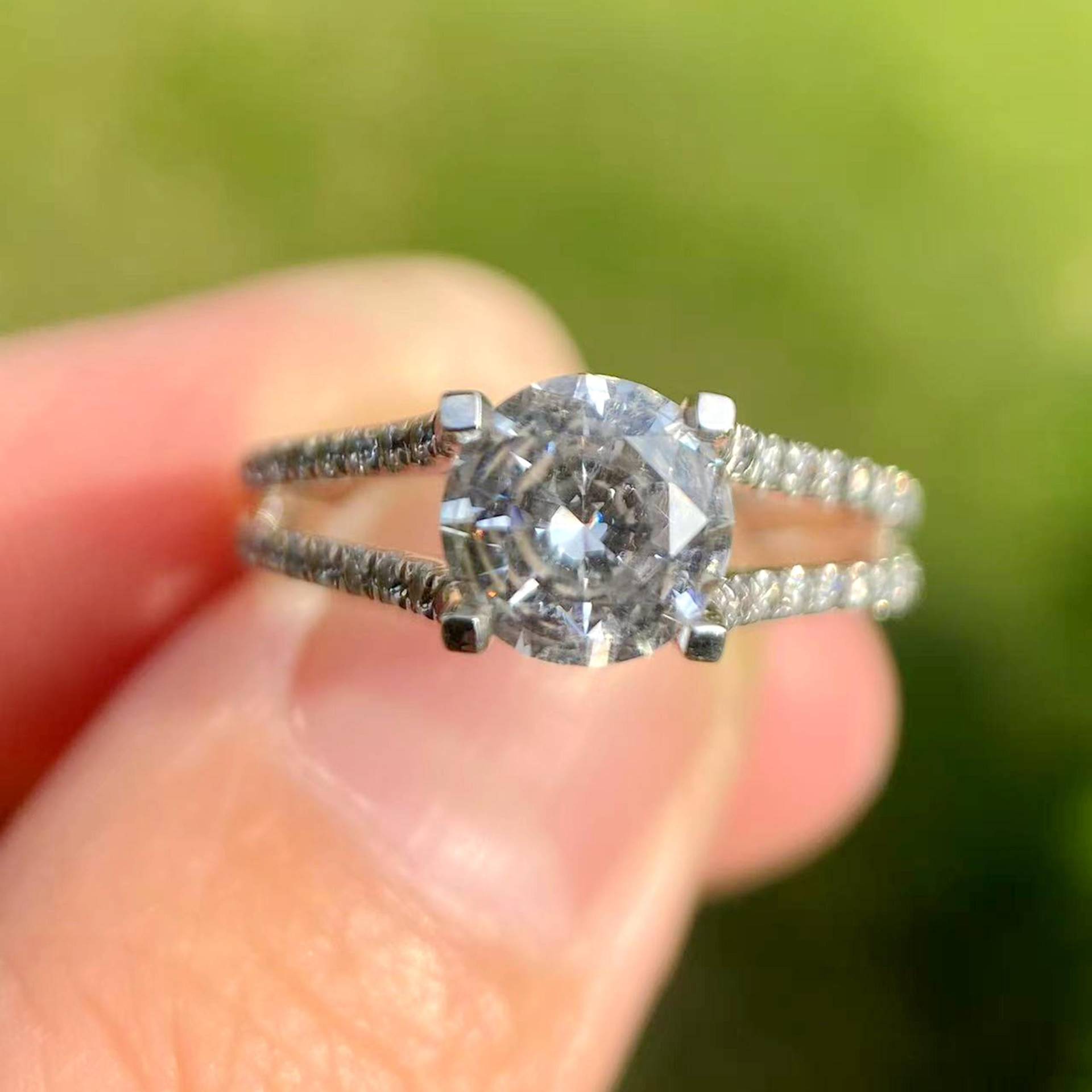 14K Weißgold Diamant Semi Mount Ring Rund - Verlobung Hochzeit von Qrystaljewelry